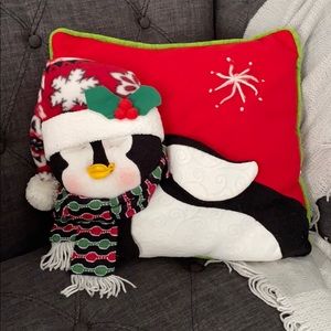 Ashley McBride Penguin Christmas Holiday Pillow